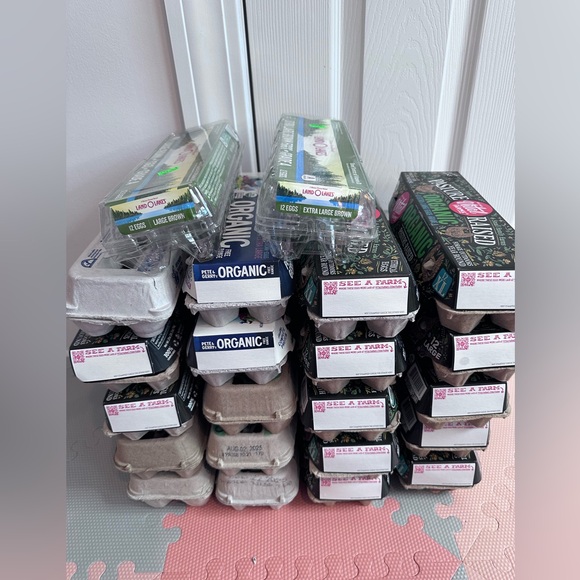 Lot of 22 egg cartons empty pulp paper or plastic containers eggs - Picture 3 of 6